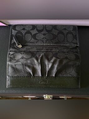 Coach Black Signature Canvas Fold Wallet